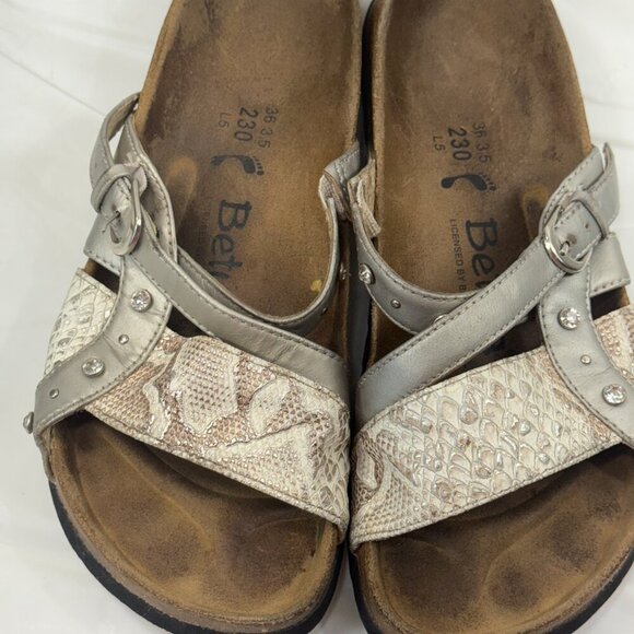 Birkenstock Betula Silver Crocodile Jeweled Sandals size 5 - Picture 11 of 16
